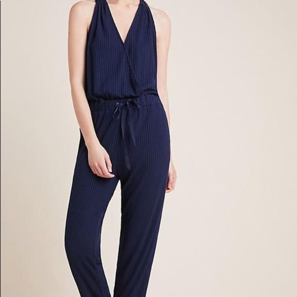 Anthropologie Saturday Sunday Juniper Navy Blue Jumpsuit Medium - Picture 9 of 10